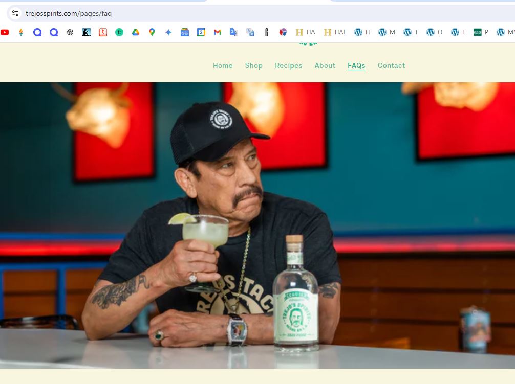 Danny Trejo drinking non-alcohol drink